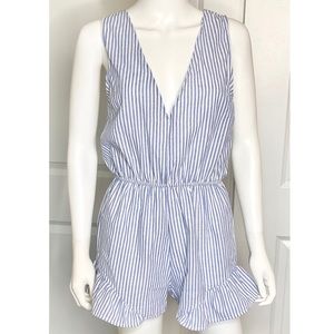 Pinstripe Swim Cover-Up Romper